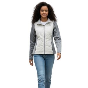 The North Face Quilted Full Zip Jacket Women's Medium White Gray Gorpcore Hiking